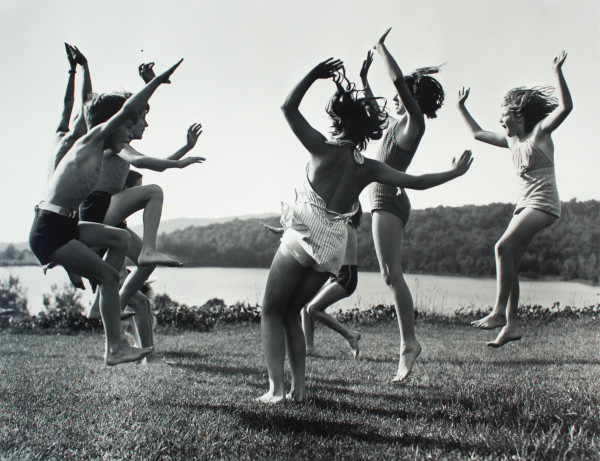 Children Dancing by Lake by Barbara Morgan