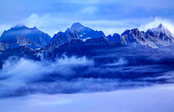 Mount Merriam Black Cap Mountain and Pyramid Peak Late Morning Fog by Rodney Buxton