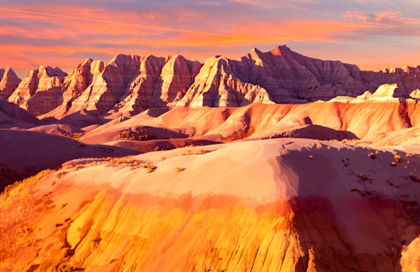 Yellow Mounds The Badlands Sunset by Rodney Buxton