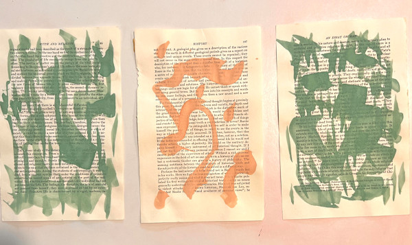 a new sound and a new color: green and peach triptych by Sherri Silverman, Image 1.