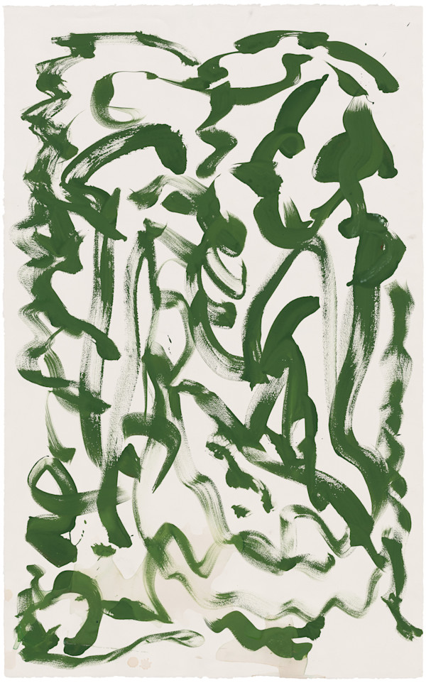 Overcoming Obstacles 2: minimalist green gestural diptych by Sherri Silverman