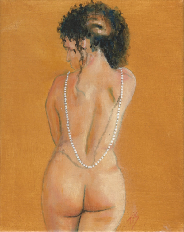 Nude with Pearls (golden) by Thomas Stevens