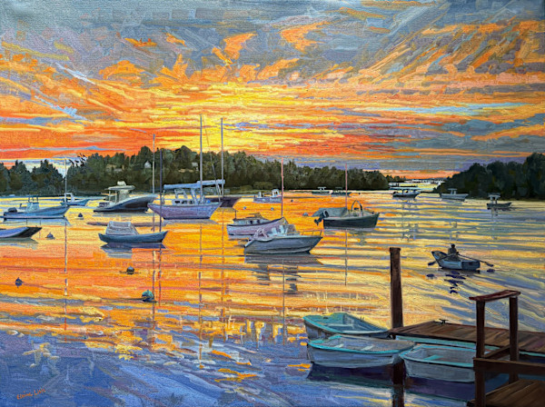 Falmouth Harbor Dusk by Elaine Lisle