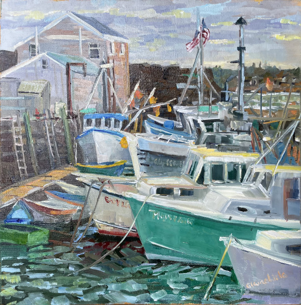 Boat Collage, Pigeon Cove by Elaine Lisle