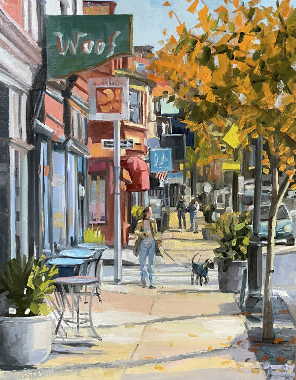 Dog Walk on Main Street by Elaine Lisle