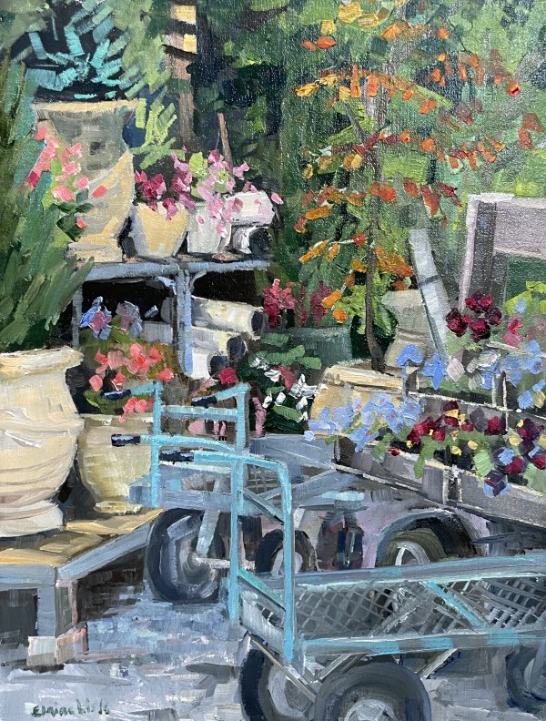 Carts & flowers by Elaine Lisle