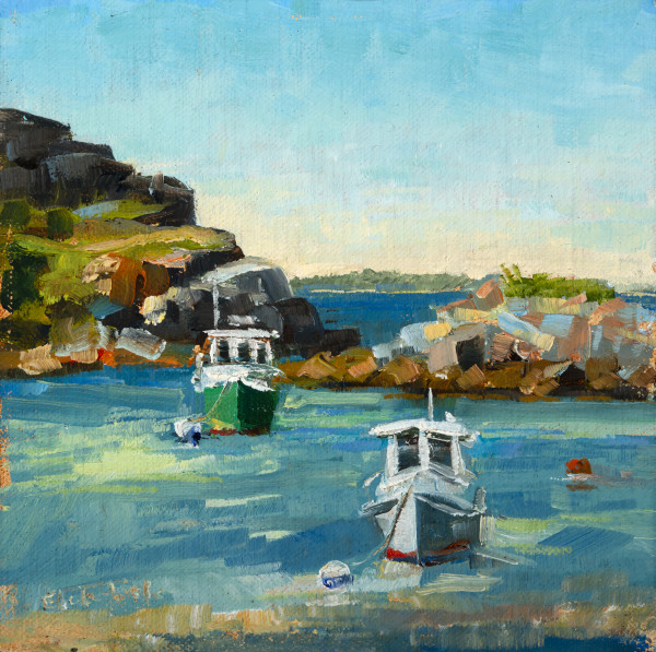 Two Boats in Harbor by Elaine Lisle