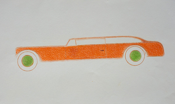 Orange with Green Wheels Car by Alan Ward