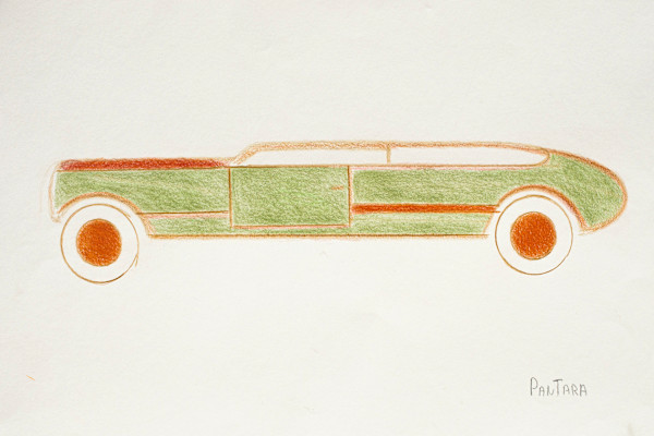 Olive Green & Dark Orange Car by Alan Ward