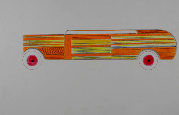Orange & Yellow Stripe Car by Alan Ward