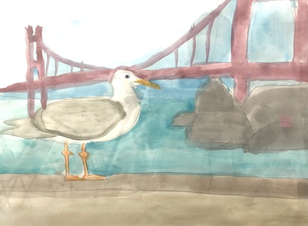 A Day at Golden Gate  with Seagull by Cynthia Adams