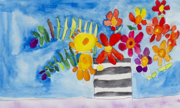 Fun Flowers in Vase by Cynthia Adams