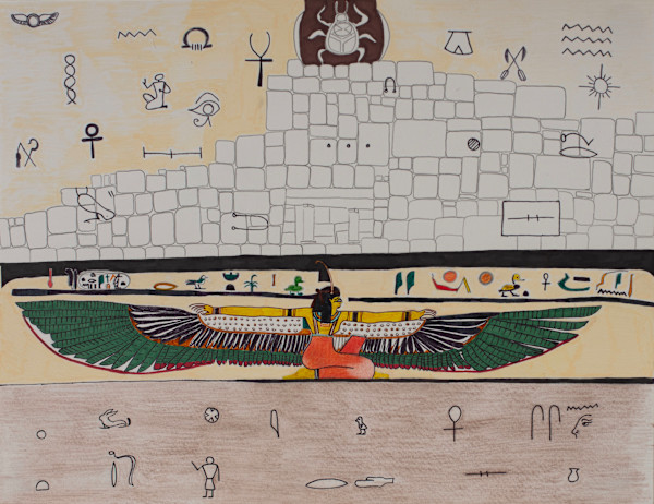 Egyptian Bird on a Wall by Darwin Lawson
