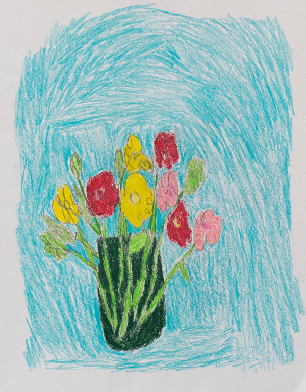 Green Flowers Vase by Debbie Wann