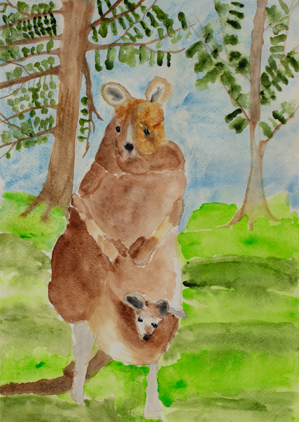 Mother Kangaroo & Junior by Debbie Wann