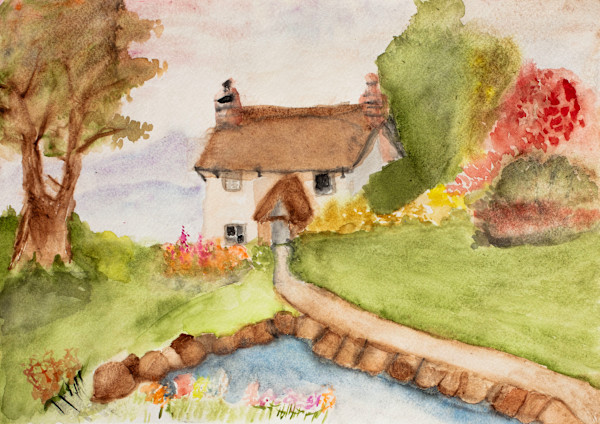 Country Cottage by the Pond by Gabriela  DeJohn