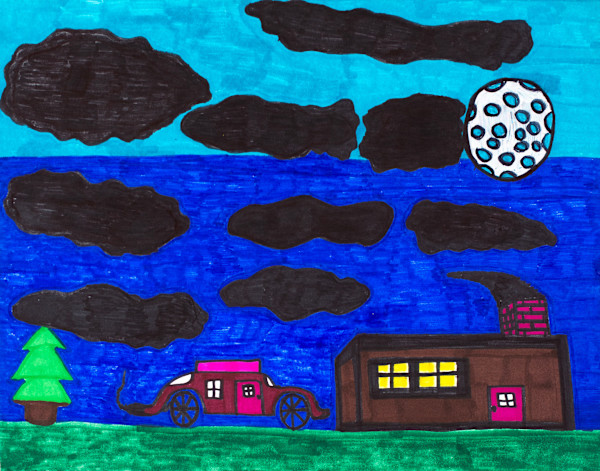 Moon with Blue Dots by James Scott