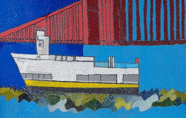 Boat Under Golden Gate Bridge by Louis Kahn
