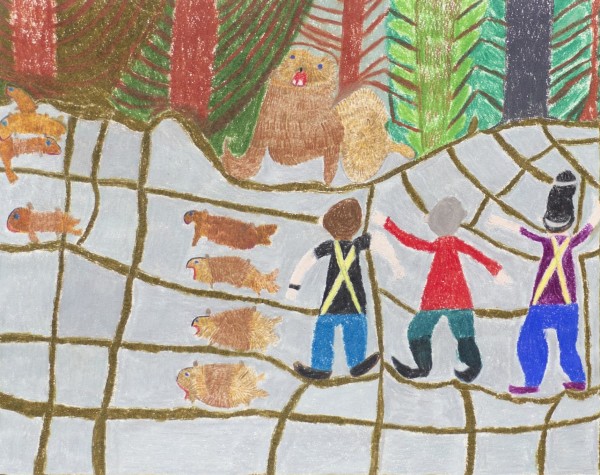 Mama Seal Protecting Her Babies by Lucy Sokoloff