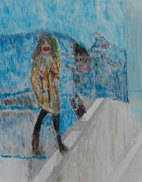 Lady with Furry Coat #12 by Milton Miskel