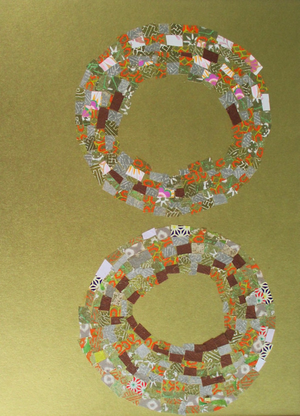 Patchwork Circles On Gold by Julie Burnett