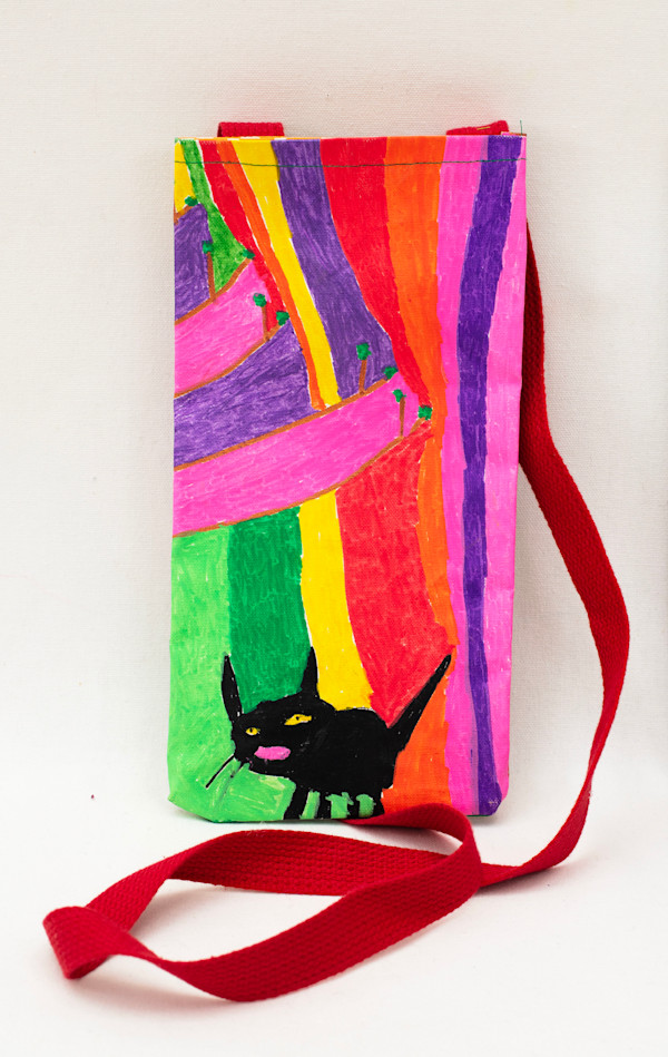 Bottle Bag - Black Cat by Rachel Carlin