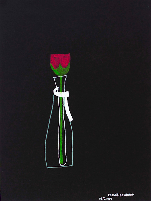 Red Rose on Clear Vase by Reed Feshbach