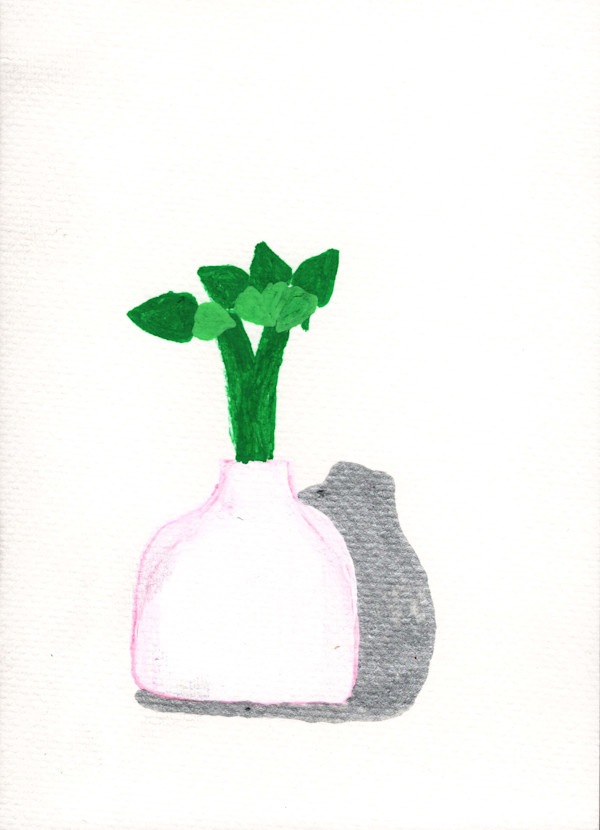 Green Flowers in Vase by Reed Feshbach