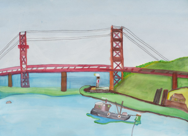 Moored Boats and Golden Gate Bridge by Robert Lacey