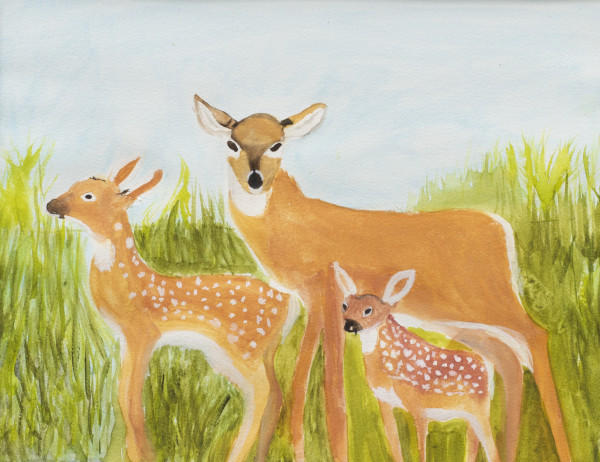 Doe and Her Fawns by Sheri McSweeney