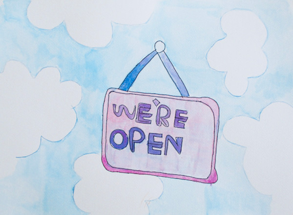 We're Open by K. Leigh Alfrey