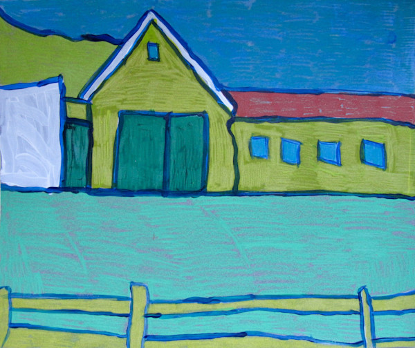 Green Barn by Patricia  Drake