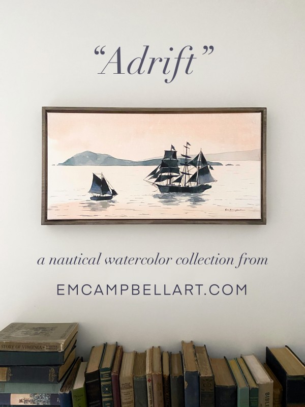 "Safe Harbor" Original Watercolor Ship Painting by Em Campbell by Em Campbell