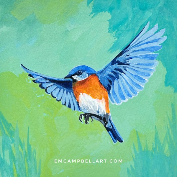 Bluebird in Flight by Em Campbell