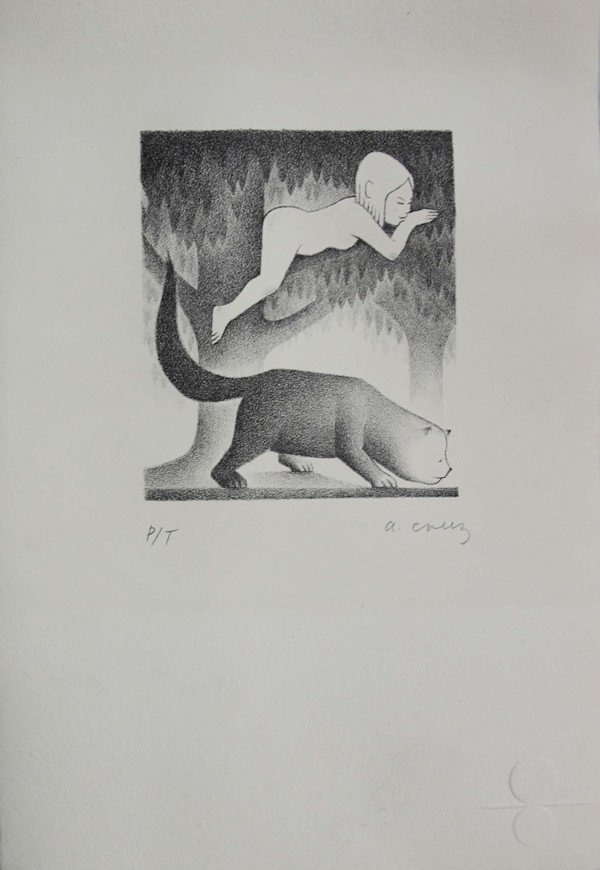 Niña en un árbol y osito abajo by Alberto Cruz, Image 1.