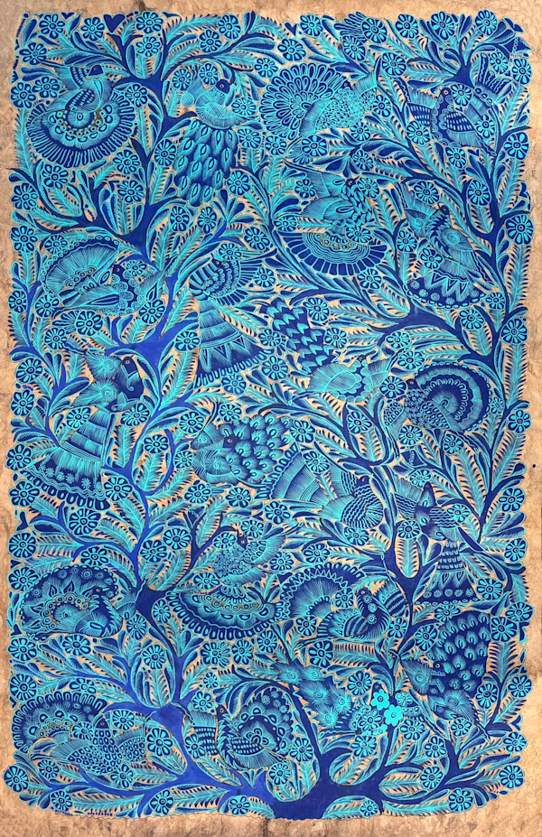 Indigo Sapphire Birds on Brown II by TOMAS RAMIREZ, Image 1.