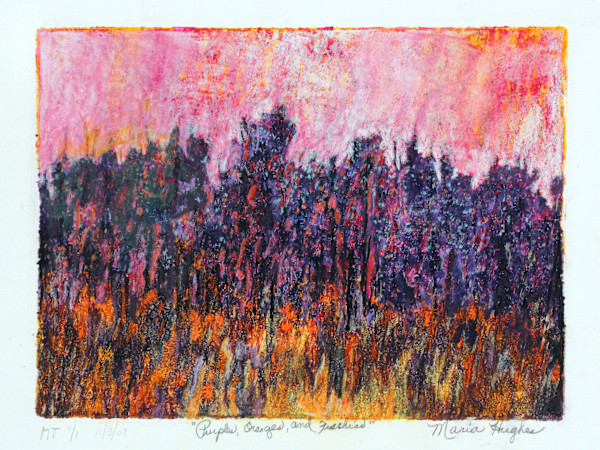 Purple, Oranges, and Fuschias by Maria Hughes 