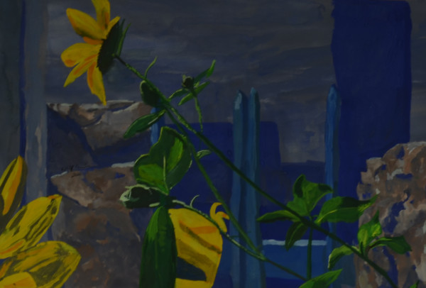 Sunflowers on Blue Gate