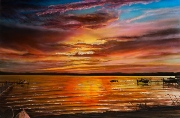 Colorful Pond Sunset by James Norman Paukert