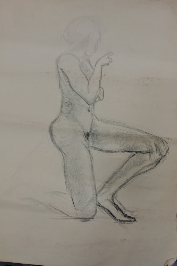 Lifedrawing 1980s conte on newsprint