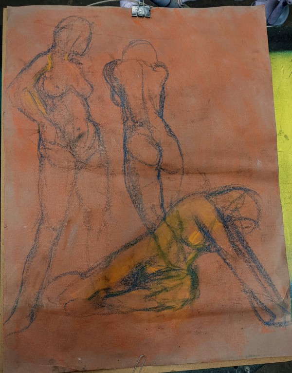 Life drawing female superimposed multi study 1986 by James Norman Paukert