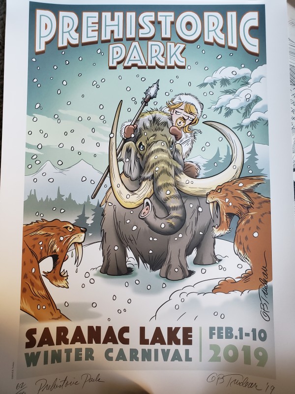 "Prehistoric Park - Saranac Winter Carnival 2019" by Garry Trudeau