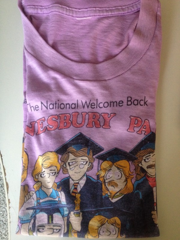 "Welcome Back Doonesbury" -- T-Shirt by Garry Trudeau
