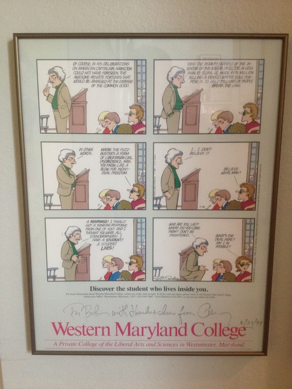 "Western Maryland College" -- Signed by Garry Trudeau