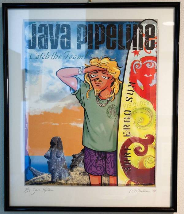 "Java Pipeline" -- Signed by Garry Trudeau