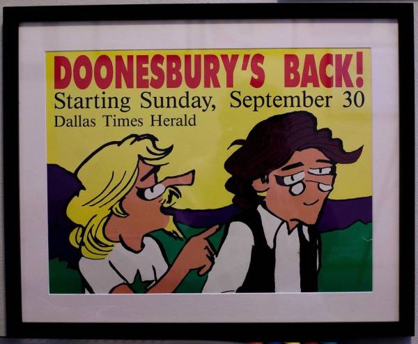 "Doonesbury's Back -- Starting Sunday, September 30th" by Garry Trudeau