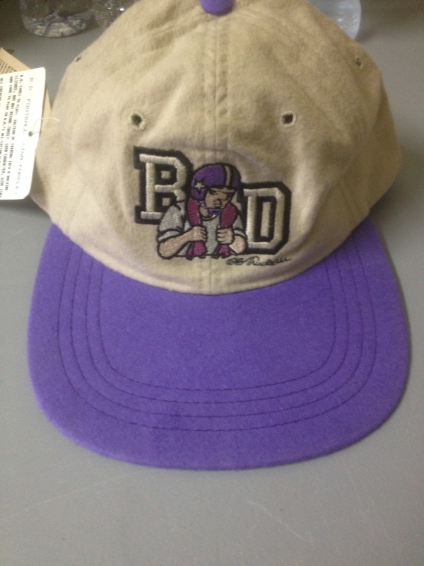 Purple/Tan "BD" Letterman Hat by Garry Trudeau