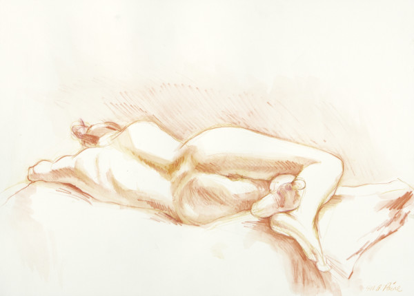Orange Figure Reclining: Back by Michelle Arnold Paine