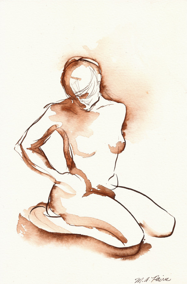 Kneeling Figure Sepia Tone by Michelle Arnold Paine