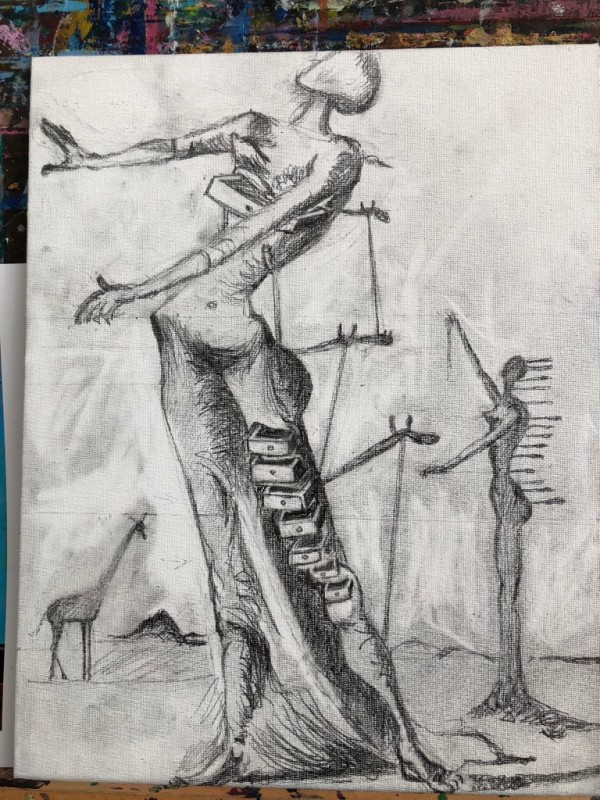 Sketch for Dali Master Copy of Burning Giraffe by Eric Sanders